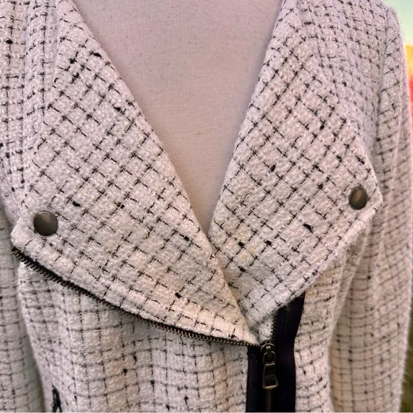 Banana Republic Factory BOUCLÉ MOTO IVORY PETITE JACKET - Picture 12 of 16